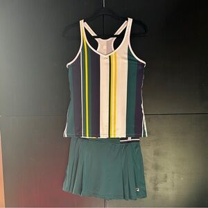 Fila Heritage Striped Tank Top and Skirt Set Size Small